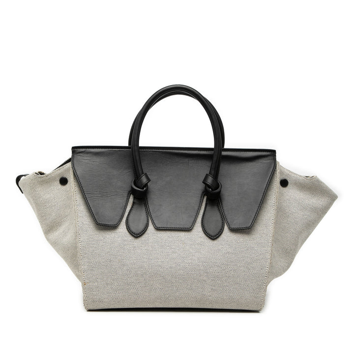 Celine Small Bicolor Toile et Cuir de veau Tie Knot Sac à main