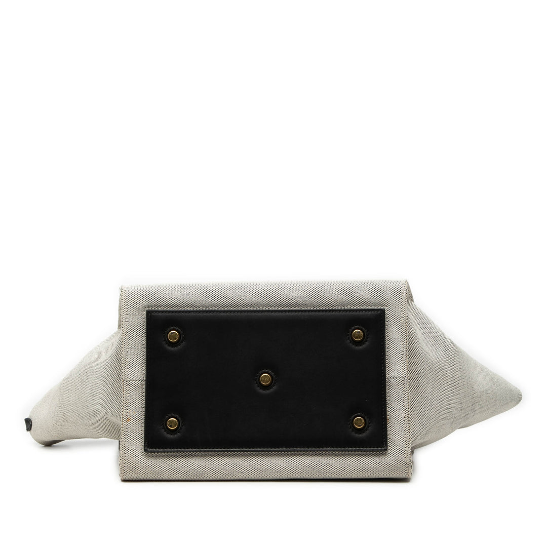 Celine Small Bicolor Toile et Cuir de veau Tie Knot Sac à main