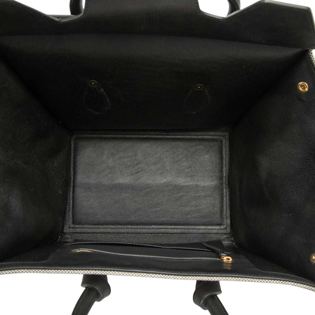 Celine Small Bicolor Toile et Cuir de veau Tie Knot Sac à main