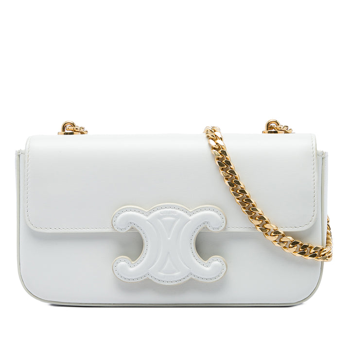 Celine Triomphe Chaîne Sac Cuir de veau Blanc – vue principale – GABY PARIS
