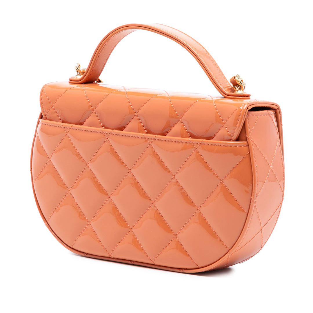 Chanel CC Matelassé Cuir verni anse supérieure Phone Holder avec chaîne