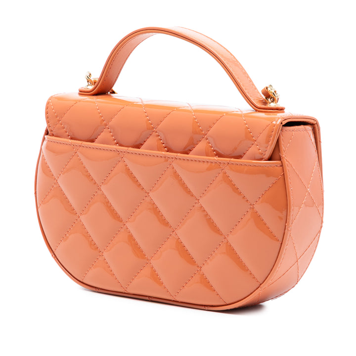 Chanel CC Matelassé Cuir verni anse supérieure Phone Holder avec chaîne