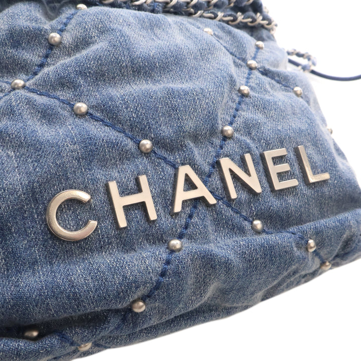 clouté 22 Sac Mini Jean Bleu