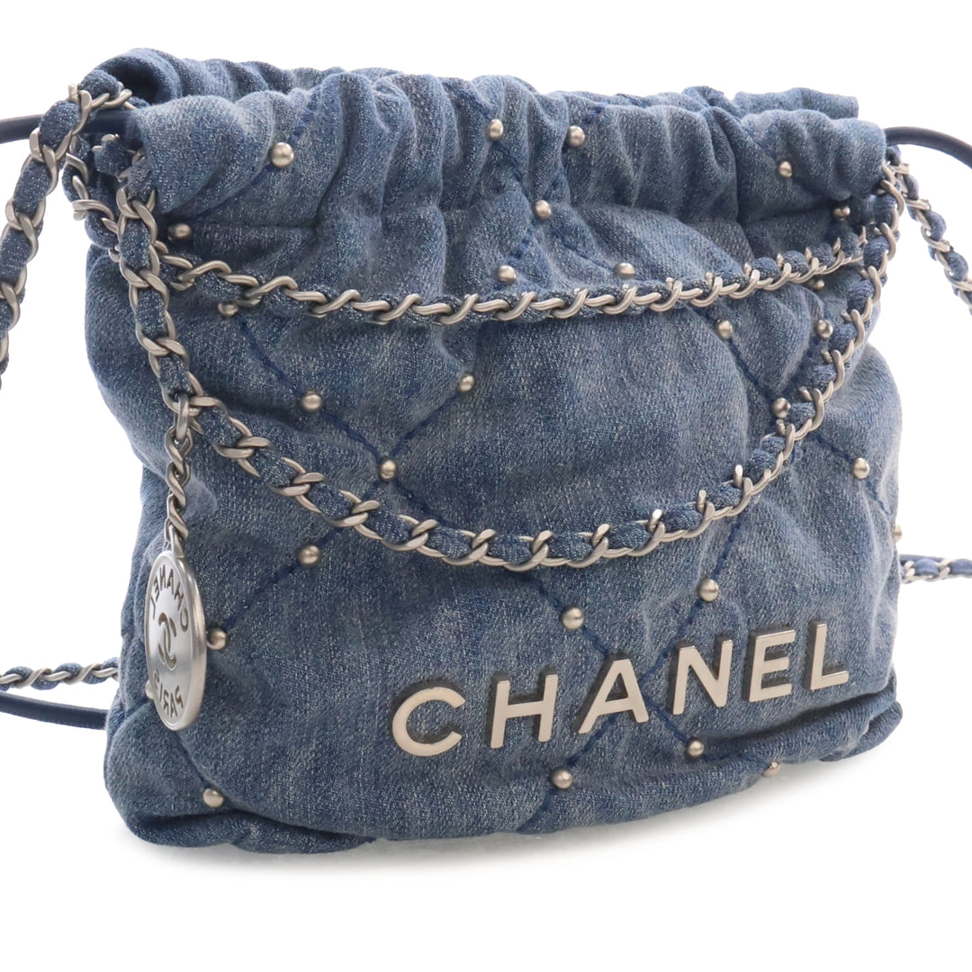 clouté 22 Sac Mini Jean Bleu