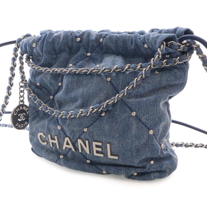 clouté 22 Sac Mini Jean Bleu