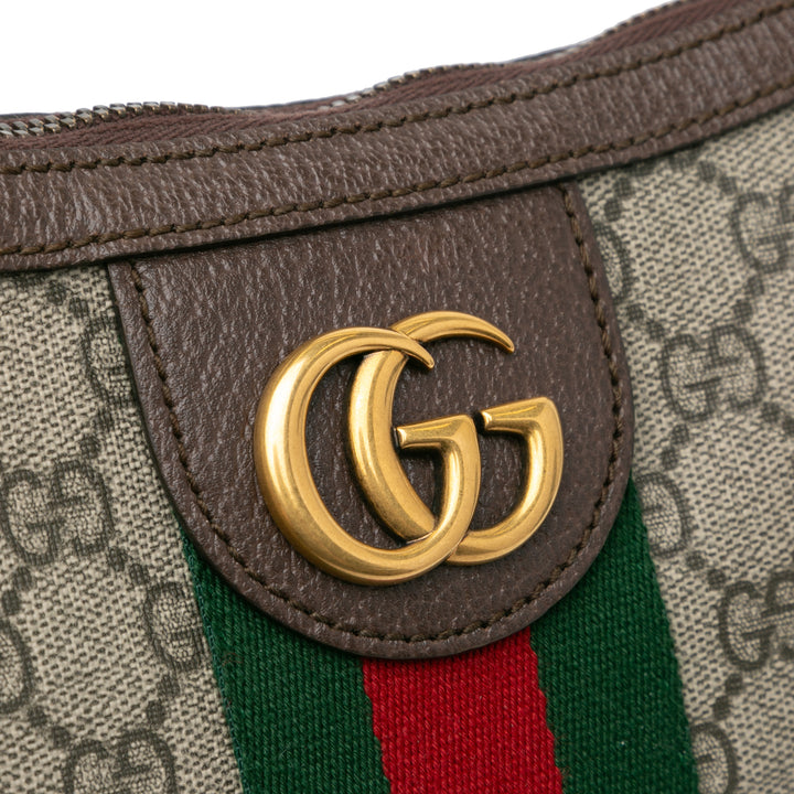 Small GG Supreme Web Ophidia Half Moon Crossbody Brown - Gaby Paris