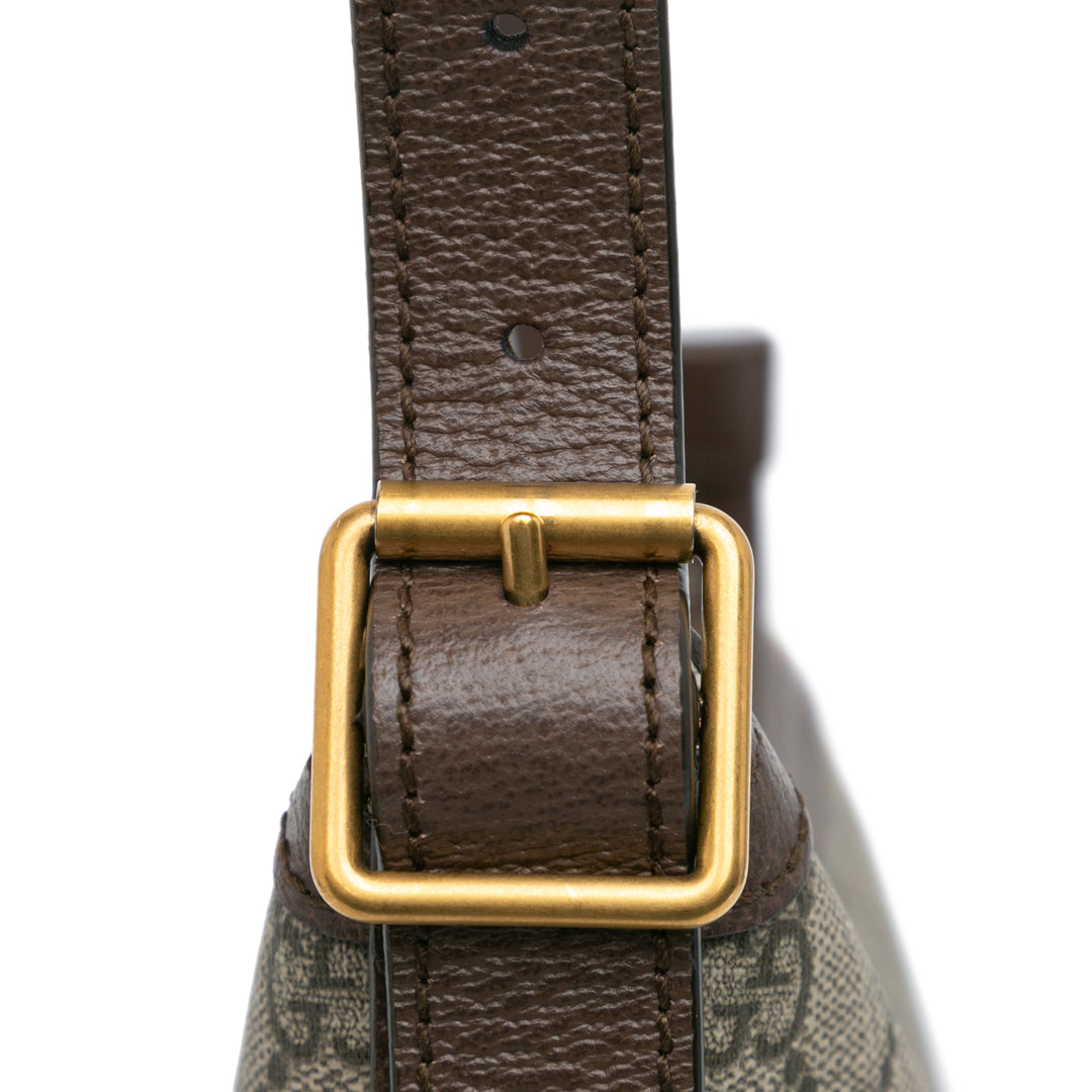 Small GG Supreme Web Ophidia Half Moon Crossbody Brown - Gaby Paris