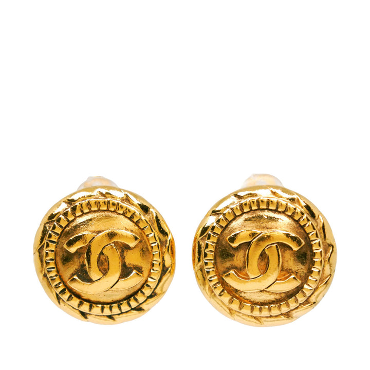 CC plaqué Rond À clip Boucles d'oreilles Doré
