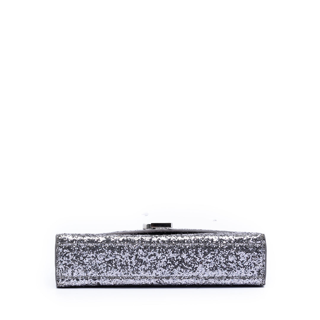 Saint Laurent Glitter Galactica Cuir Monogram Envelope Chain Portefeuille