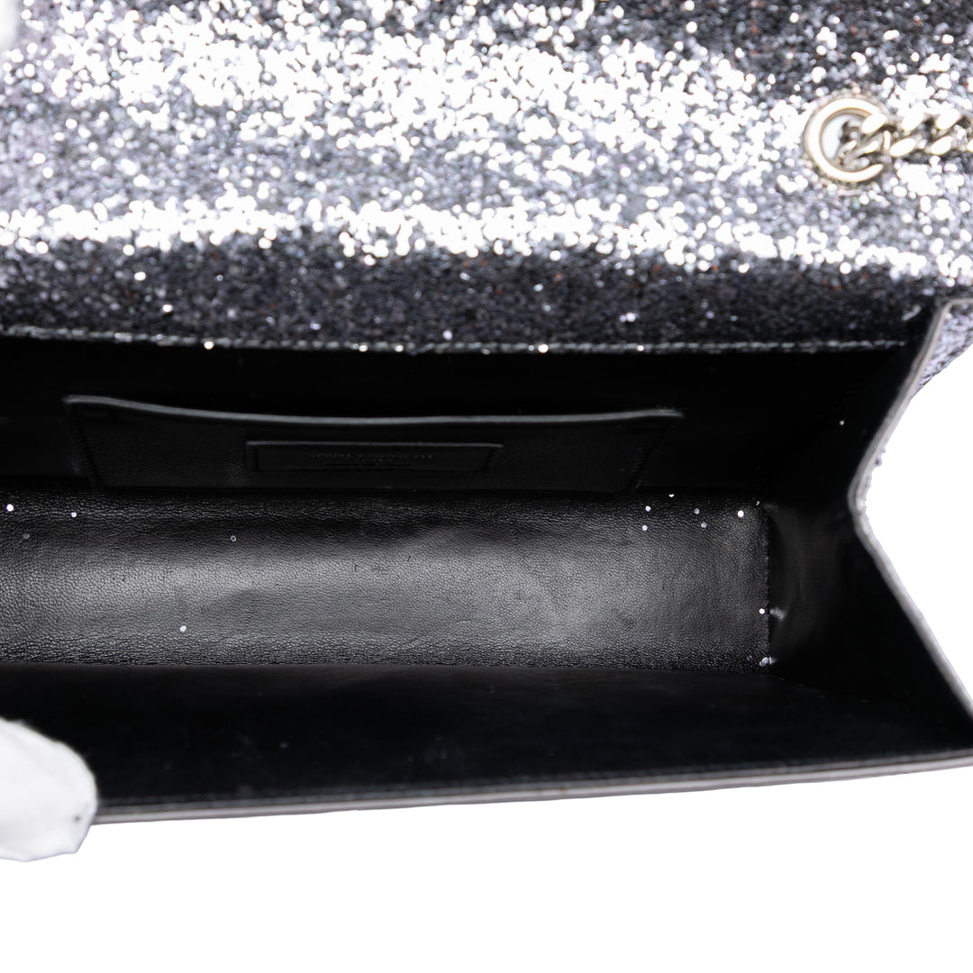 Saint Laurent Glitter Galactica Cuir Monogram Envelope Chain Portefeuille