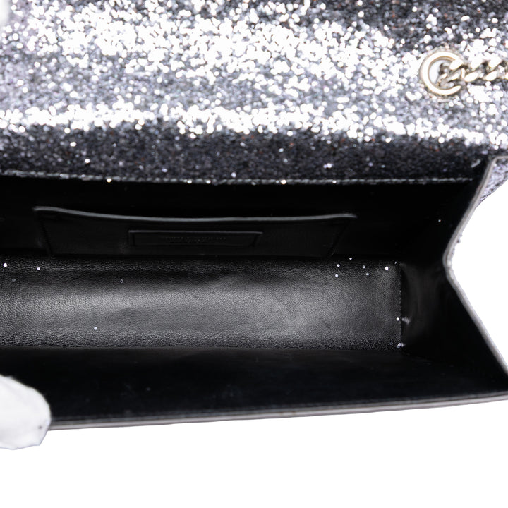 Saint Laurent Glitter Galactica Cuir Monogram Envelope Chain Portefeuille