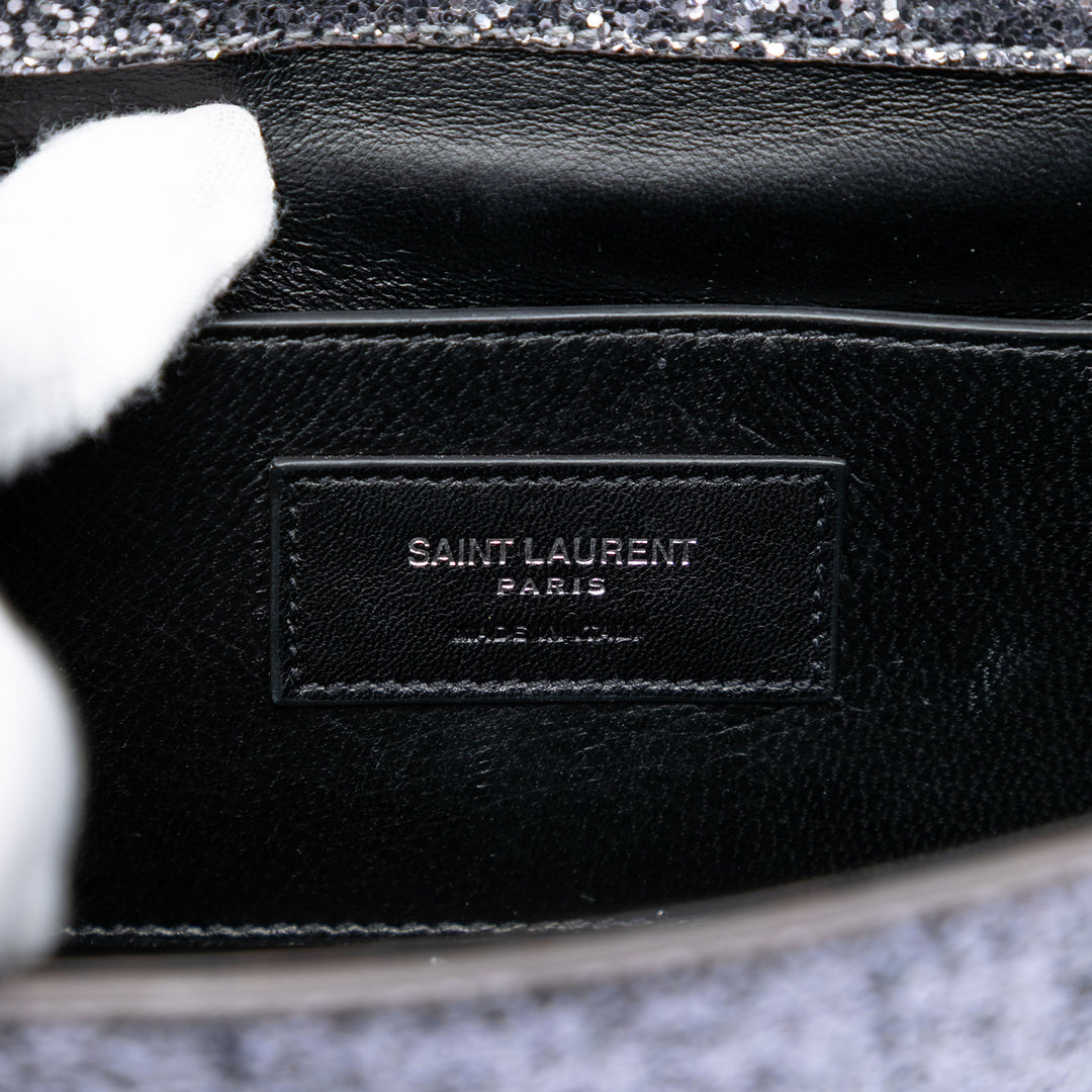 Saint Laurent Glitter Galactica Cuir Monogram Envelope Chain Portefeuille
