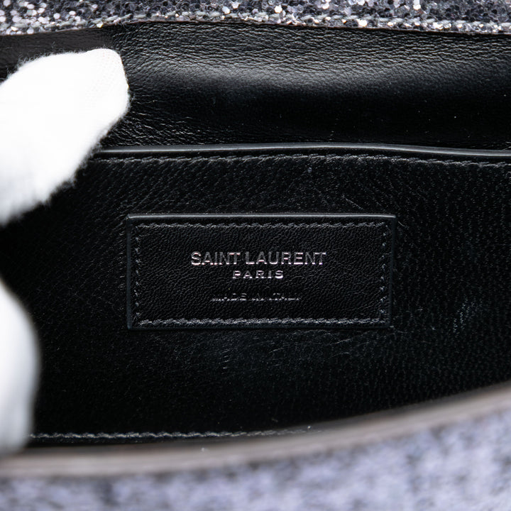 Saint Laurent Glitter Galactica Cuir Monogram Envelope Chain Portefeuille