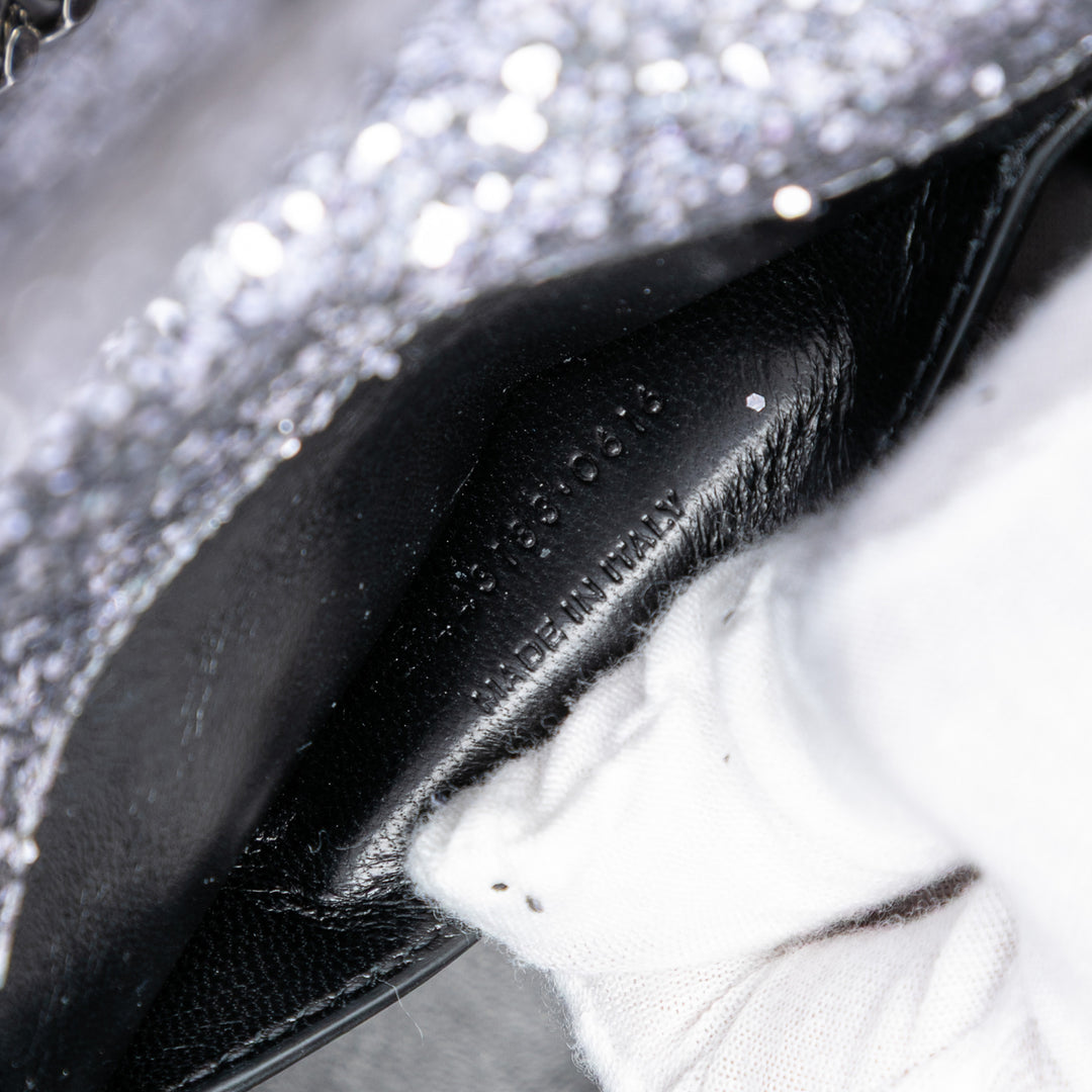 Saint Laurent Glitter Galactica Cuir Monogram Envelope Chain Portefeuille
