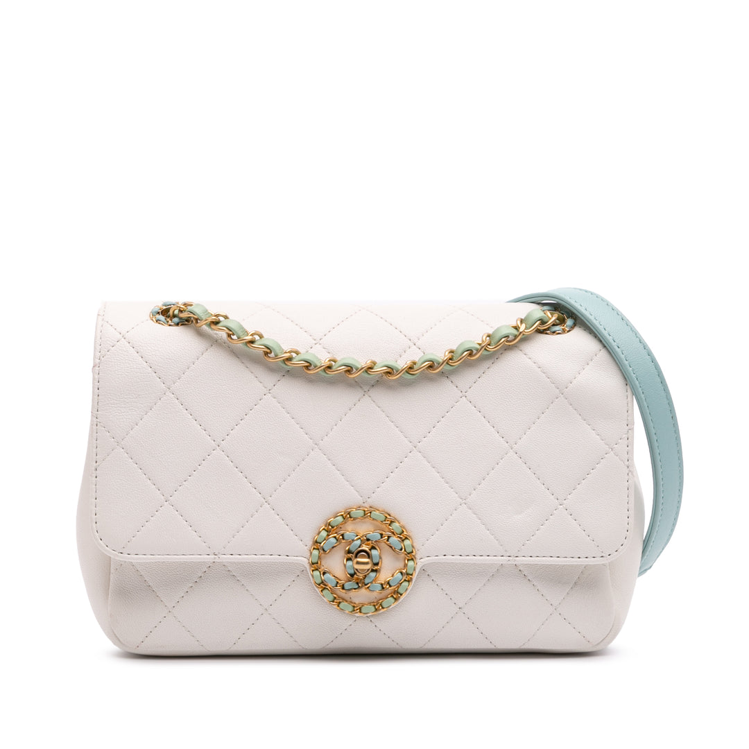 CC Quilted Calfskin Single Flap White - Gaby Paris