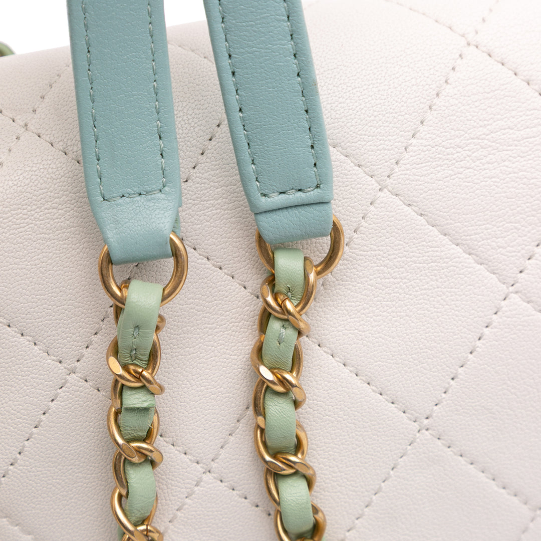 CC Quilted Calfskin Single Flap White - Gaby Paris