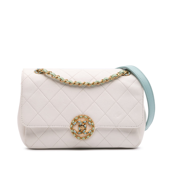 CC Quilted Calfskin Single Flap White - Gaby Paris