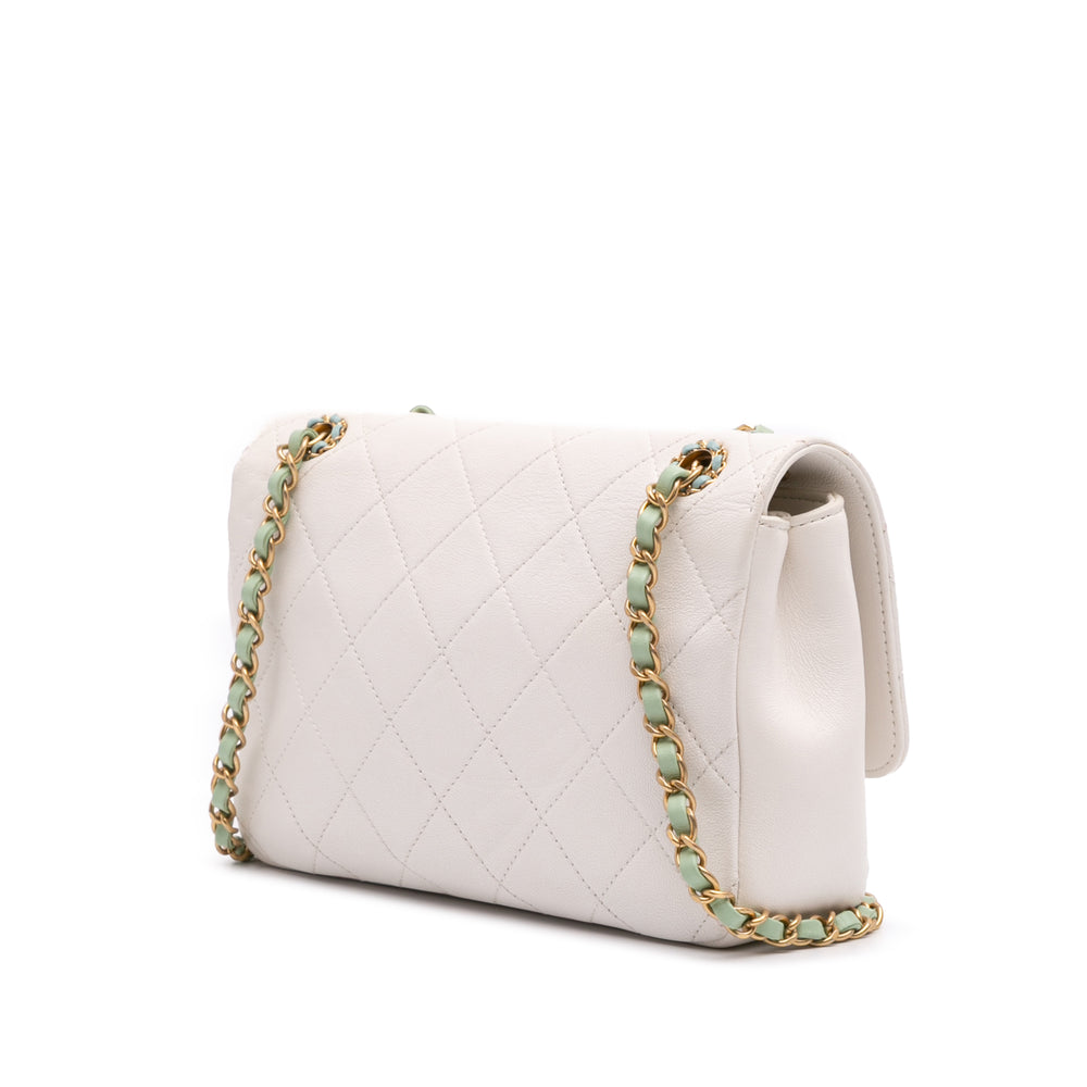 CC Quilted Calfskin Single Flap White - Gaby Paris