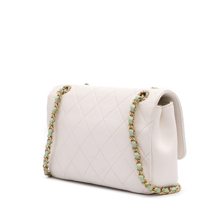 CC Quilted Calfskin Single Flap White - Gaby Paris