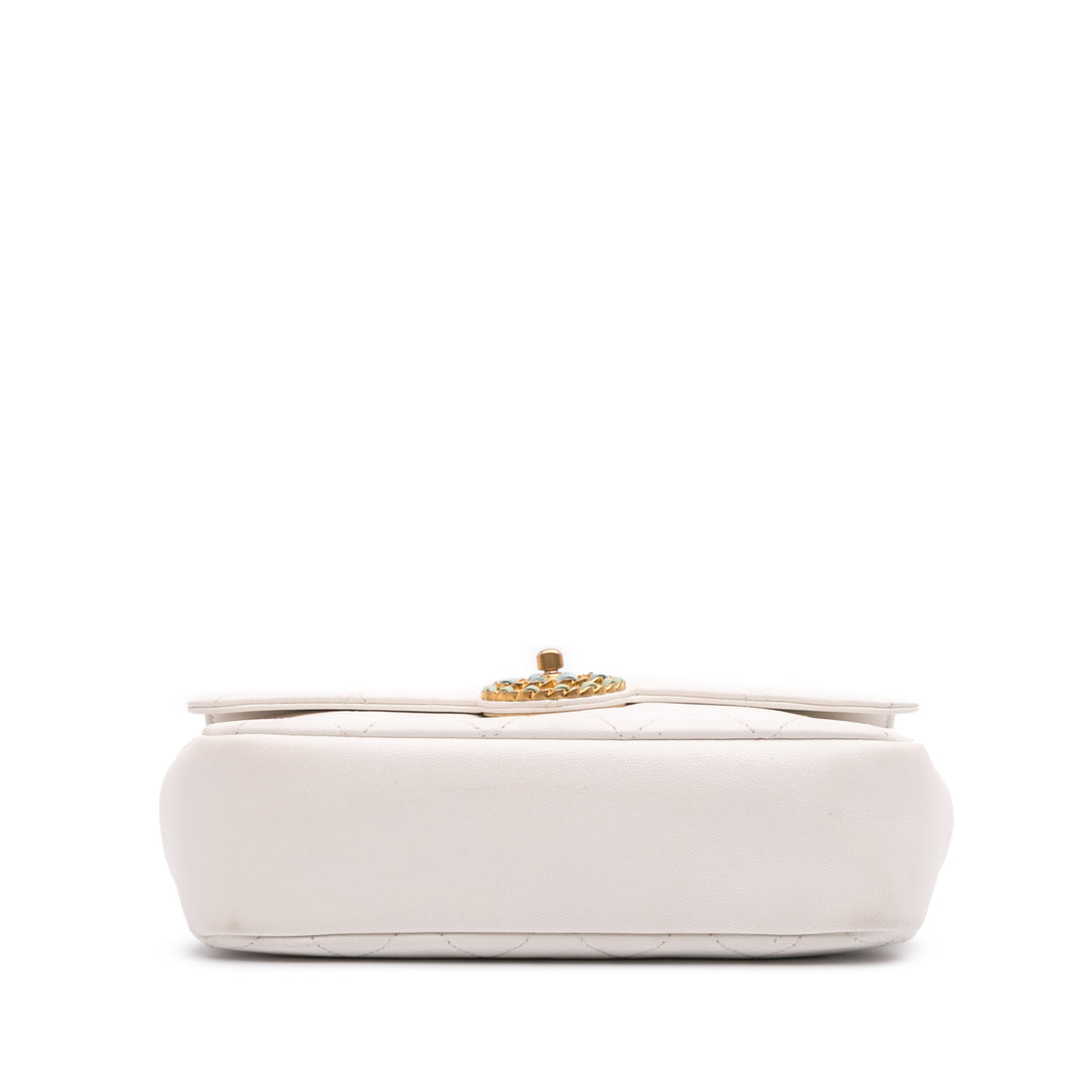 CC Quilted Calfskin Single Flap White - Gaby Paris