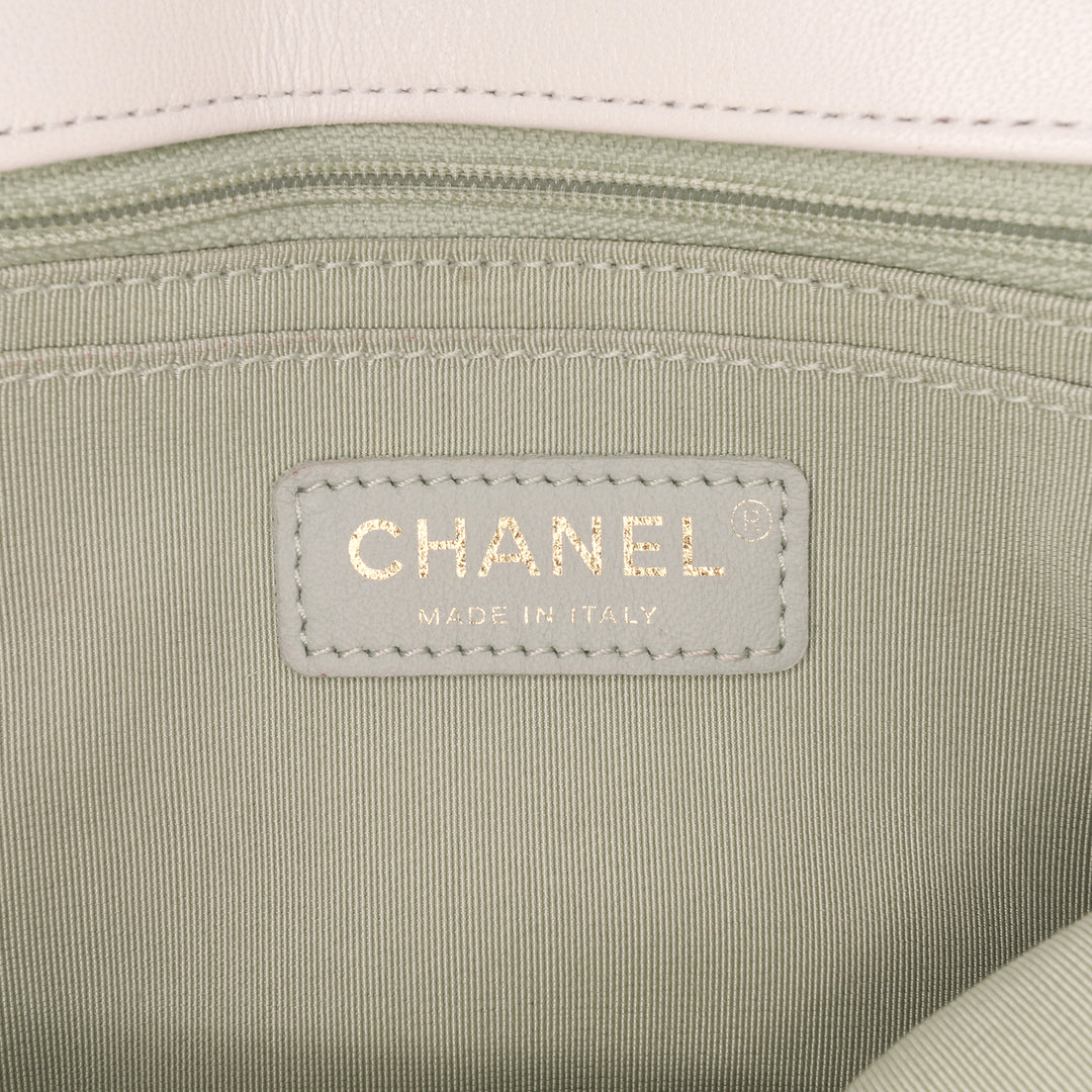 CC Quilted Calfskin Single Flap White - Gaby Paris