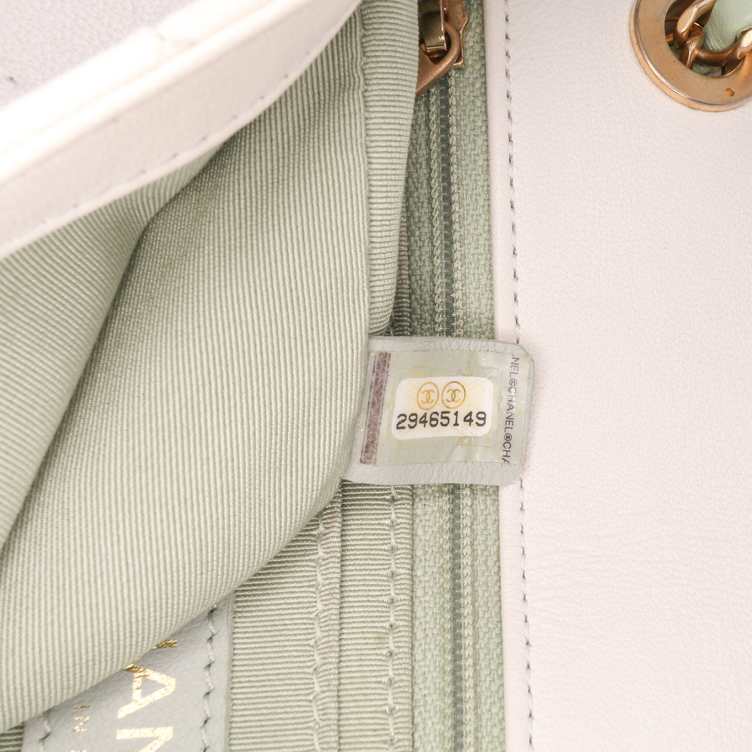 CC Quilted Calfskin Single Flap White - Gaby Paris