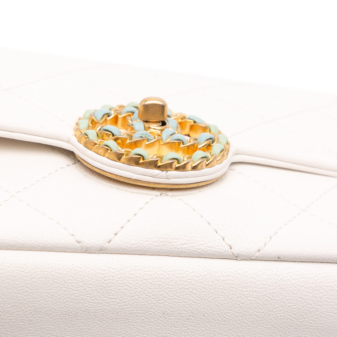 CC Quilted Calfskin Single Flap White - Gaby Paris