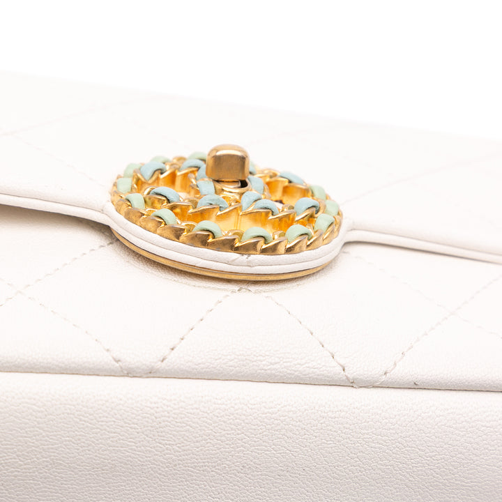 CC Quilted Calfskin Single Flap White - Gaby Paris
