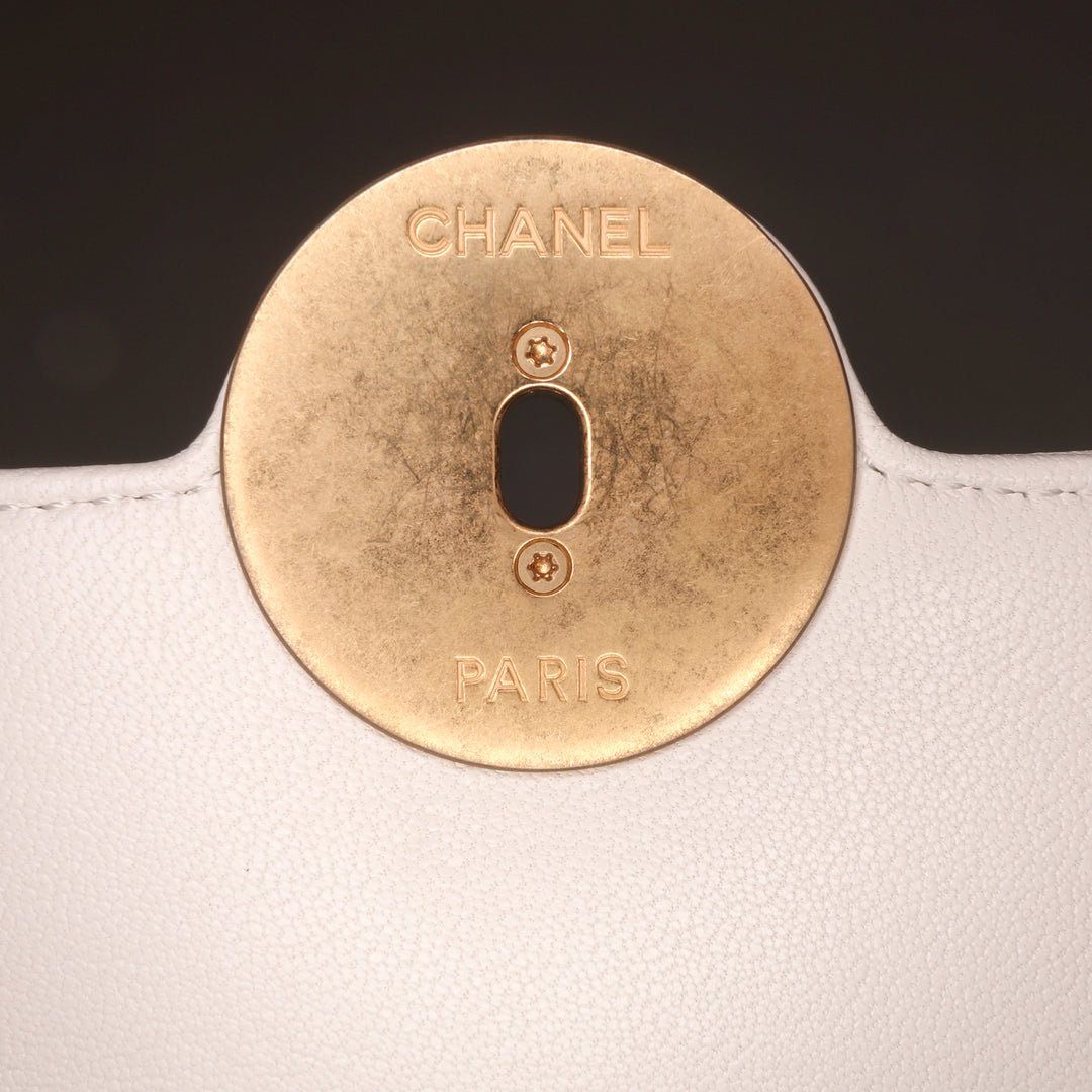 CC Quilted Calfskin Single Flap White - Gaby Paris