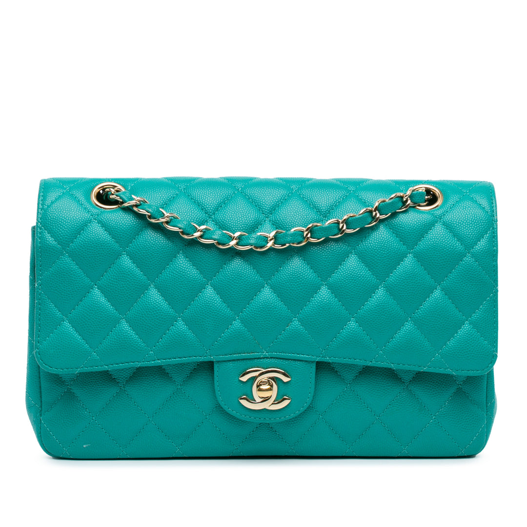 Medium Classic Caviar Double Flap Blue - Gaby Paris