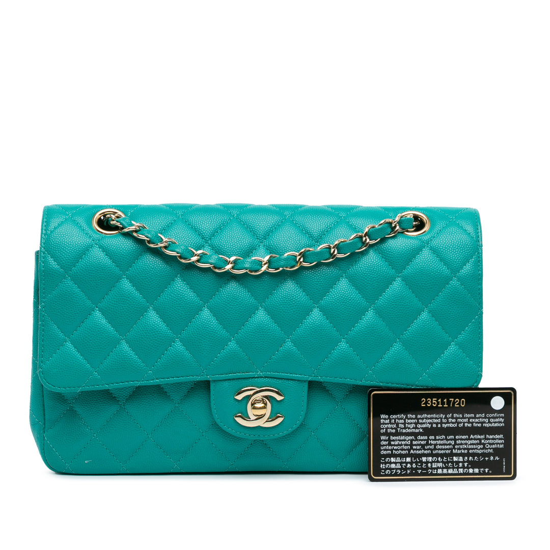 Medium Classic Caviar Double Flap Blue - Gaby Paris