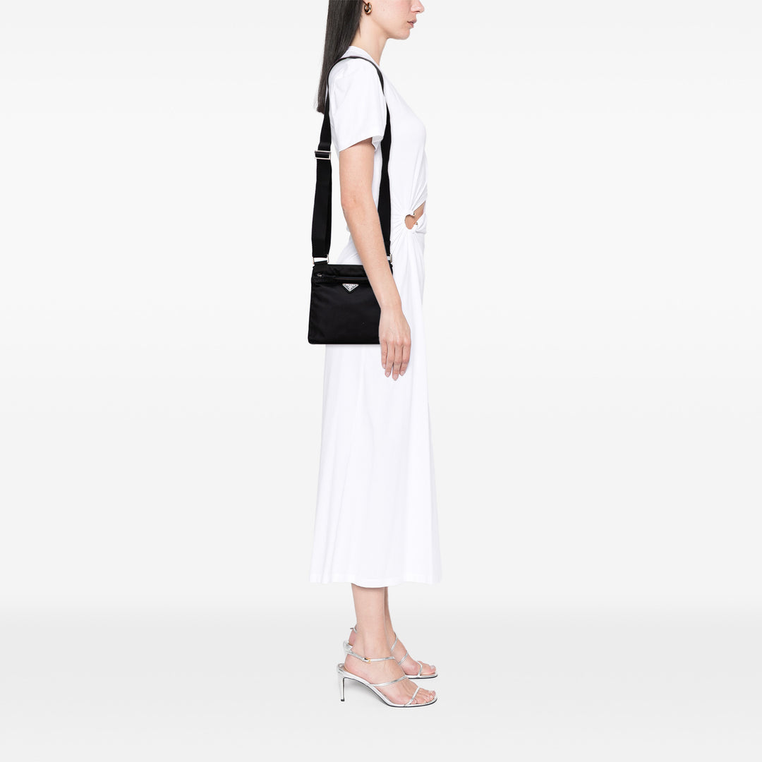 Prada Tessuto Zip Top Sac porté croisé Noir