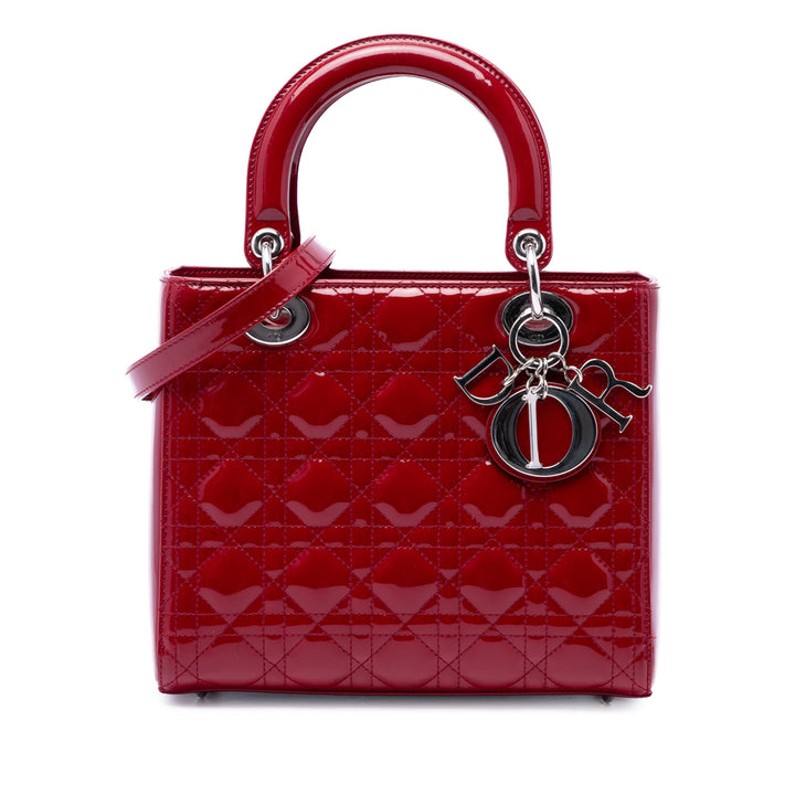 Dior Medium Cuir verni Cannage Lady Dior