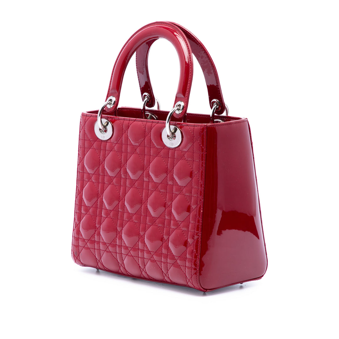 Dior Medium Cuir verni Cannage Lady Dior
