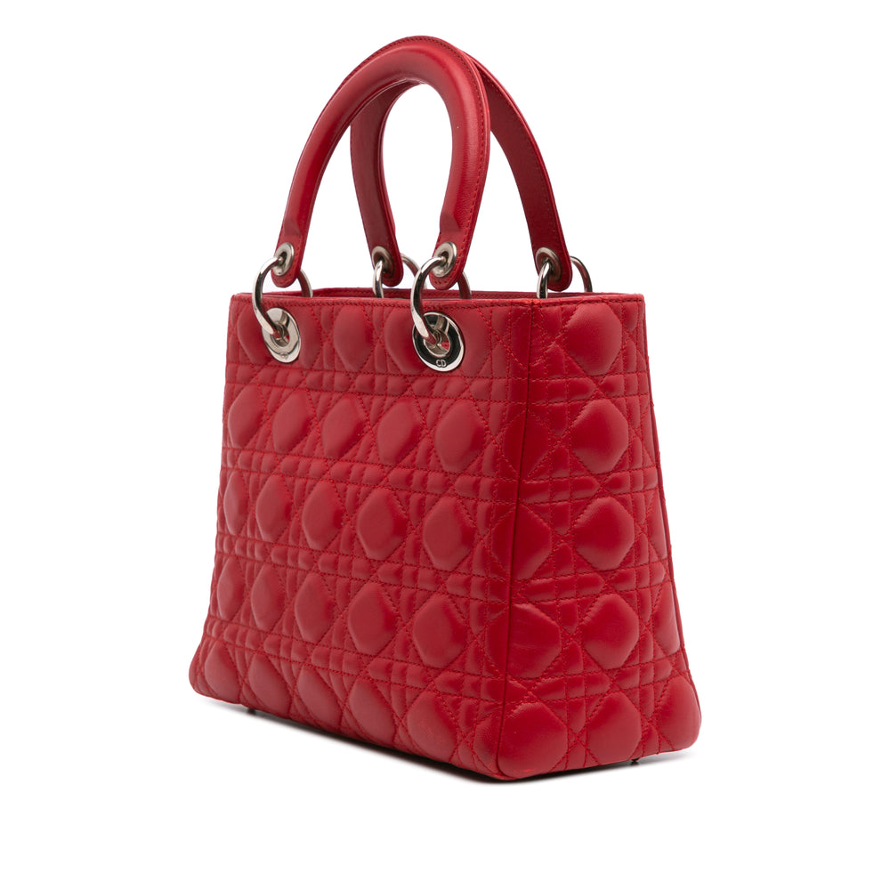 Medium Lambskin Cannage Lady Dior Red - Gaby Paris