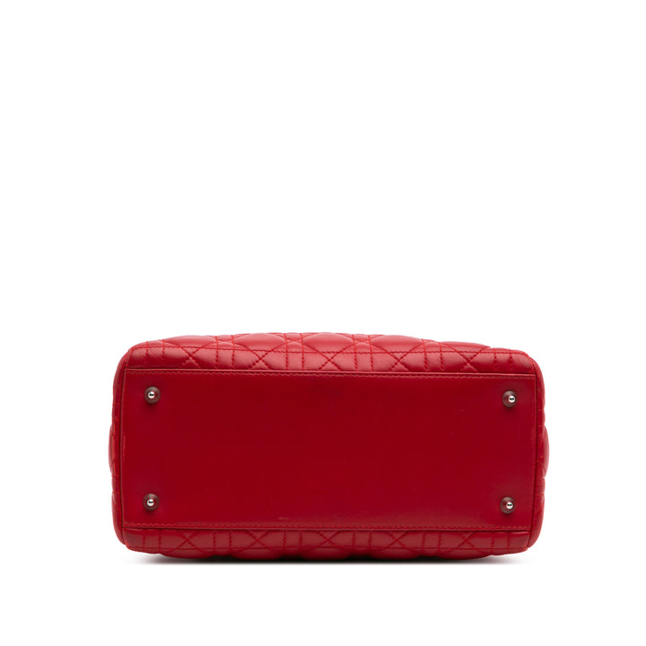 Medium Lambskin Cannage Lady Dior Red - Gaby Paris