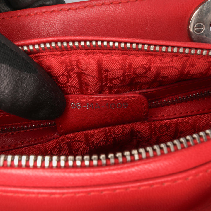 Medium Lambskin Cannage Lady Dior Red - Gaby Paris