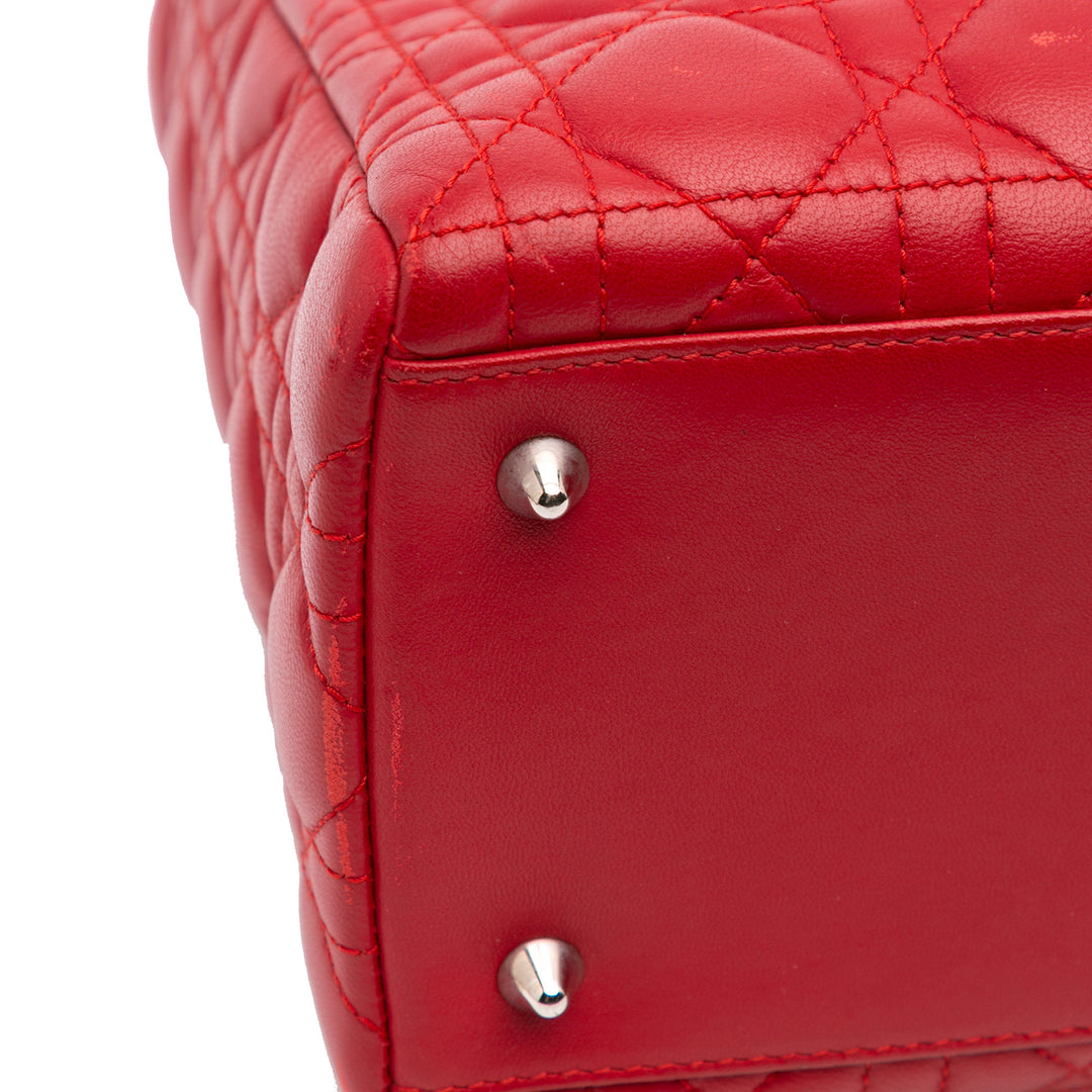 Medium Lambskin Cannage Lady Dior Red - Gaby Paris