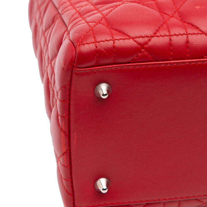 Medium Lambskin Cannage Lady Dior Red - Gaby Paris