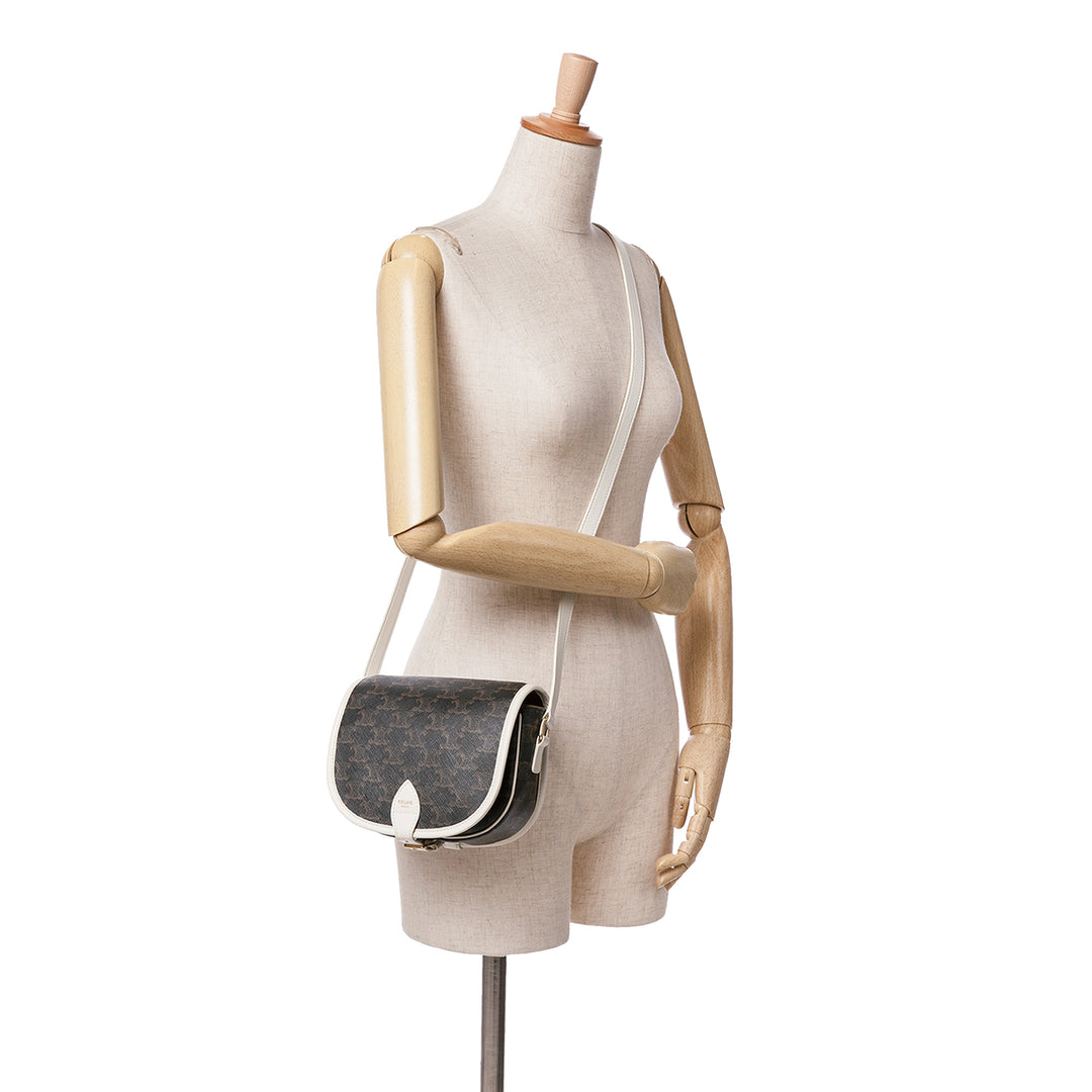 Celine Medium Triomphe Coated Toile Folco Sac porté croisé