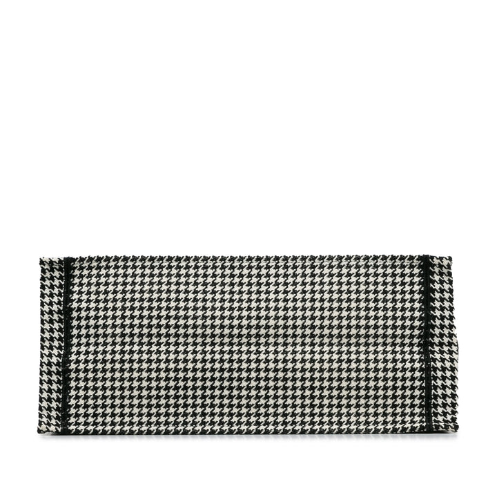 Large Canvas Houndstooth Embroidered Book Tote Black - Gaby Paris