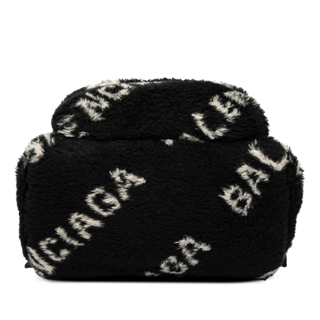 Balenciaga Small Faux Fur Diagonal Logo Everyday Sac à dos Noir