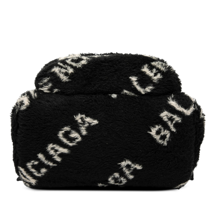 Balenciaga Small Faux Fur Diagonal Logo Everyday Sac à dos Noir