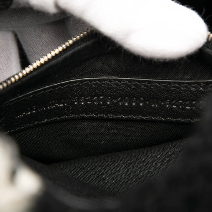Balenciaga Small Faux Fur Diagonal Logo Everyday Sac à dos Noir