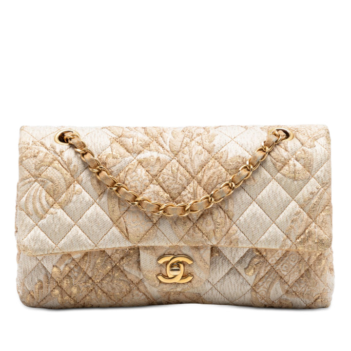 Chanel Medium Classic brodé Toile Double rabat