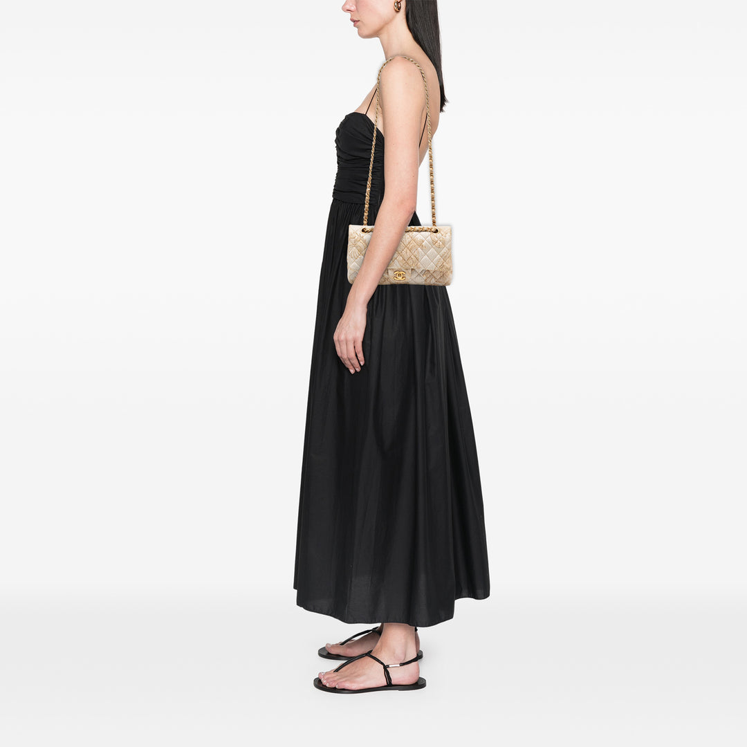 Chanel Medium Classic brodé Toile Double rabat