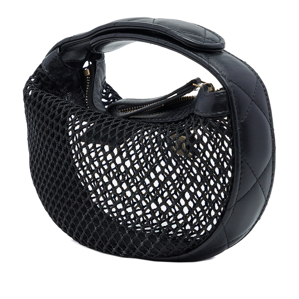 Chanel CC Mesh et Matelassé Hobo Pochette Mini Cuir d'agneau Noir – vue 2 – GABY PARIS