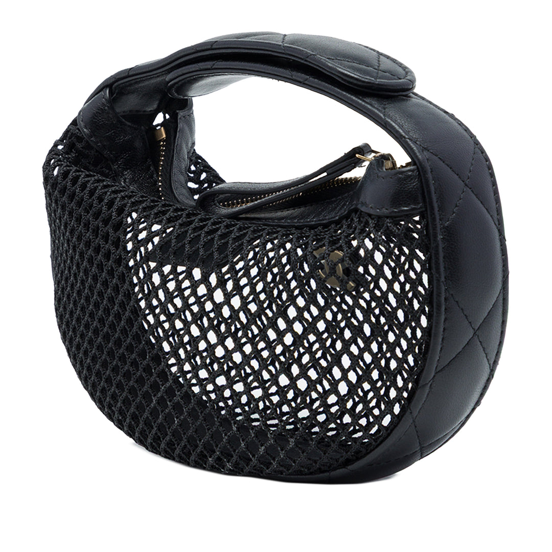 Chanel CC Mesh et Matelassé Hobo Pochette Mini Cuir d'agneau Noir – vue 2 – GABY PARIS