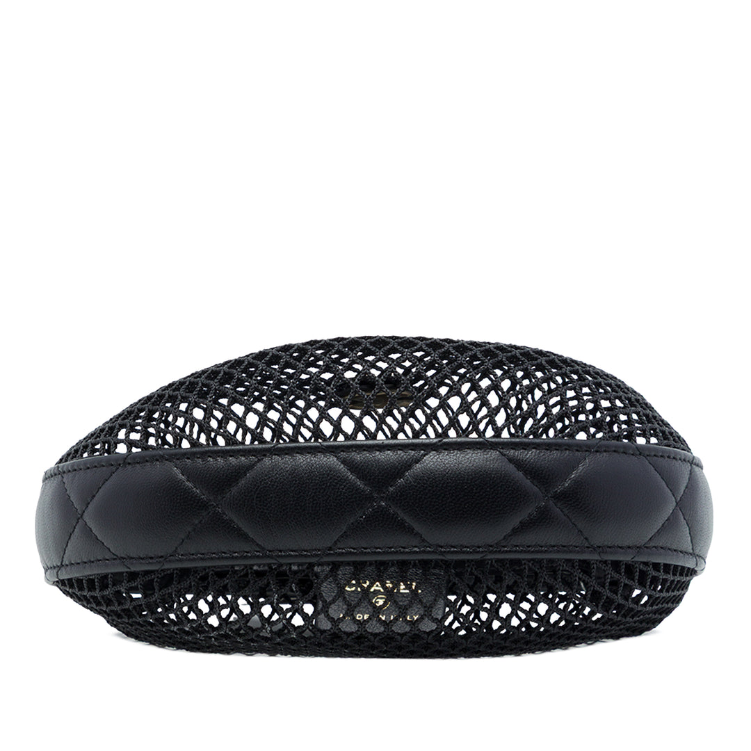 Chanel CC Mesh et Matelassé Hobo Pochette Mini Cuir d'agneau Noir – vue 3 – GABY PARIS