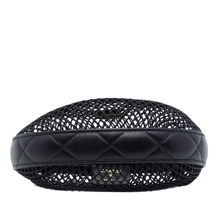 Chanel CC Mesh et Matelassé Hobo Pochette Mini Cuir d'agneau Noir – vue 3 – GABY PARIS